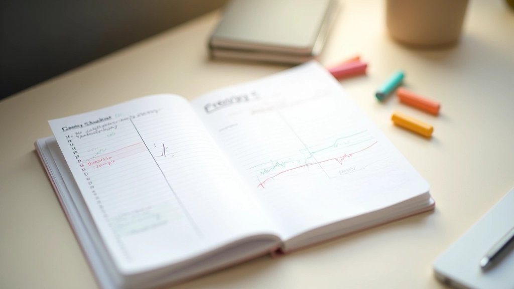 Carnet ouvert avec graphique de productivité tracé manuellement, montrant les pics et creux d'énergie sur sept jours