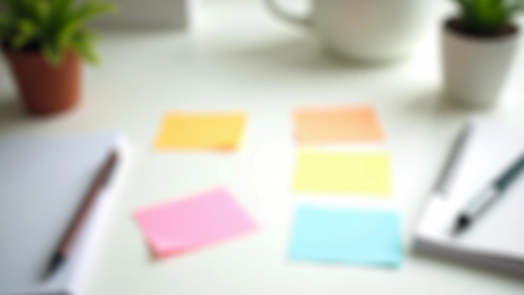 Bureau organisé avec des blocs de tâches similaires groupées par couleur