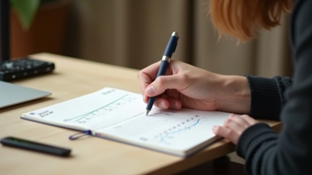 Personne notant son niveau d'énergie dans un carnet avec des symboles simples à chaque heure