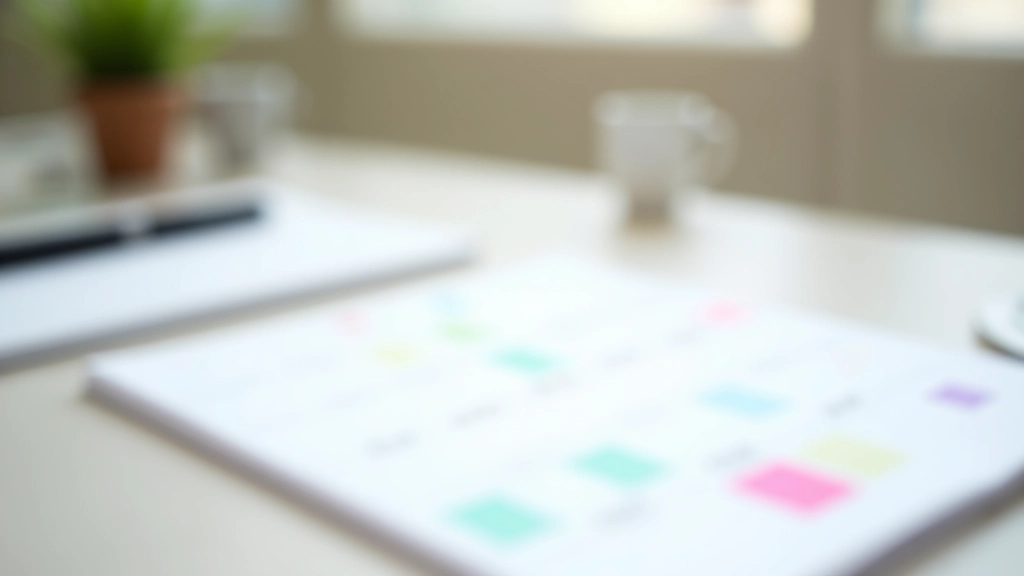 Calendrier hebdomadaire avec des blocs de couleur distincts montrant le regroupement des tâches similaires